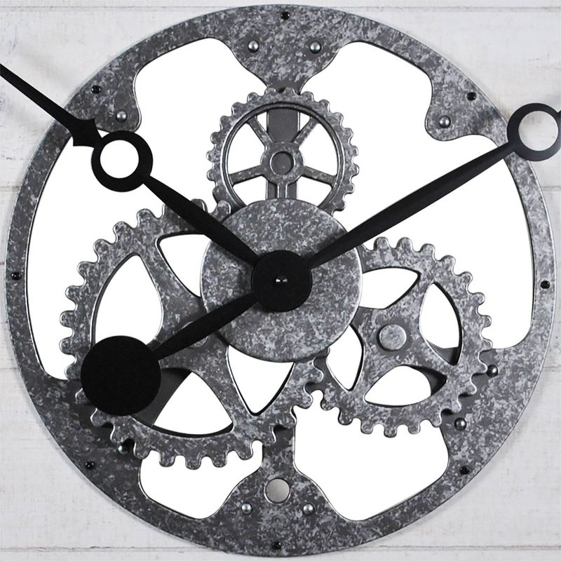 27" Shiplap Farmhouse Gears Wall Clock Aged White - FirsTime & Co.
