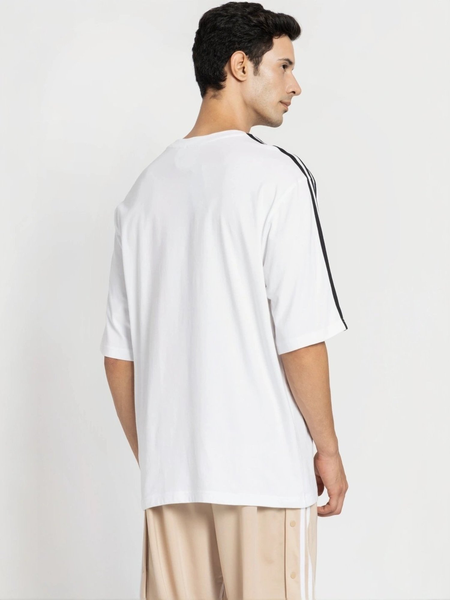 Adidas Originals White Cotton Oversized Logo Printed T-Shirt