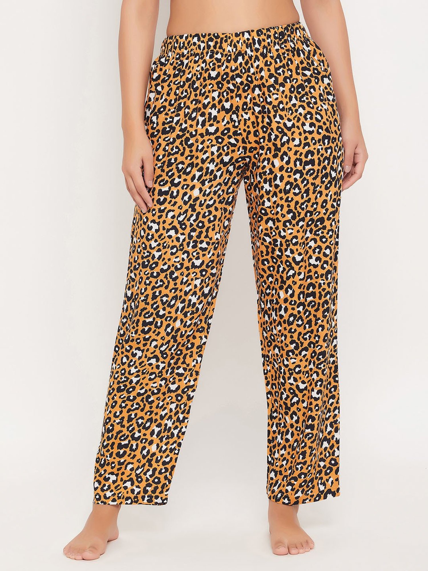 Clovia Mustard Animal Print Pyjamas