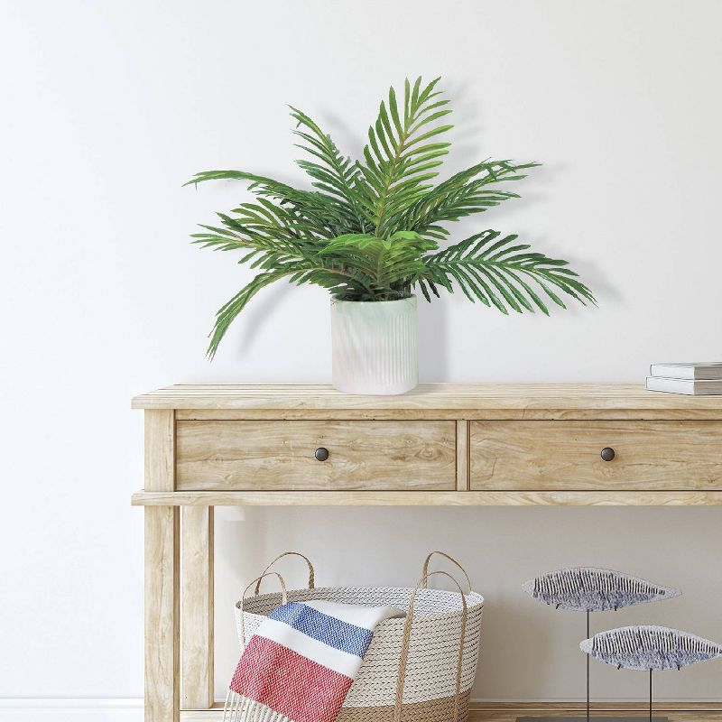 19" x 18" Artificial Phoenix Palm Plant in Ceramic Pot White - LCG Florals