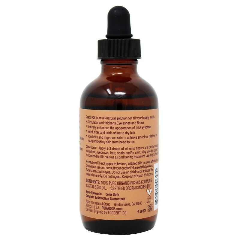 Pura d'or 100% Pure Organic Castor Oil - 4 fl oz