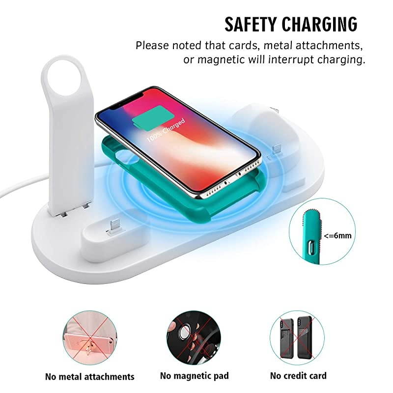 Charger 3 in 1 Charging Station, Charging Dock for iPhone/AirPods, Qi-Certified Fast Charging Stand iPhone 11/11Pro/11Pro Max/X/XS/XR/Max / 8/8 Plus Samsung (White)