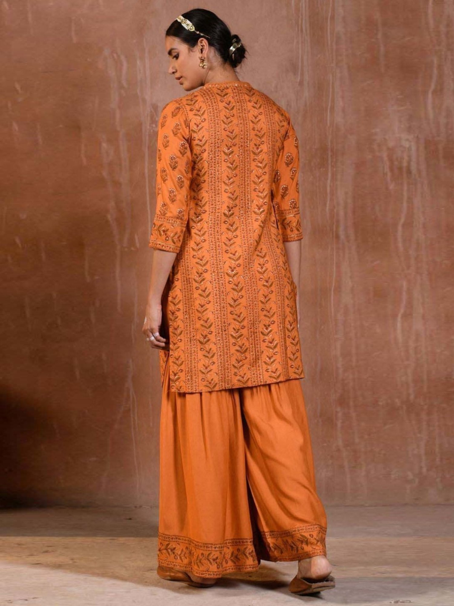Prakriti Jaipur Orange Chaashini Vani Kurta