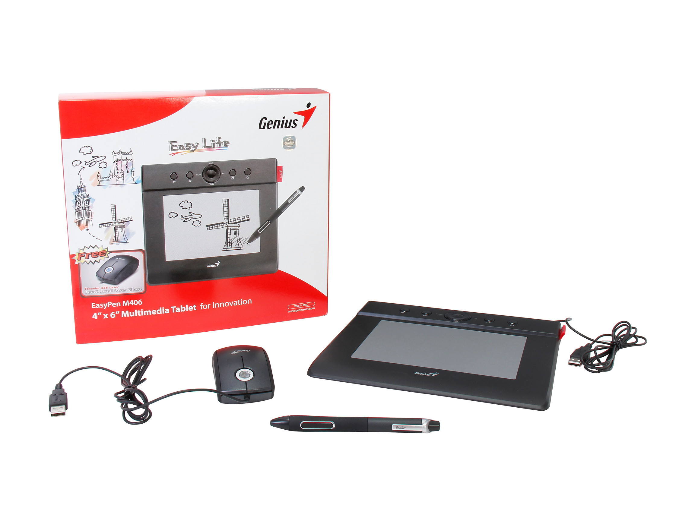 Genius EasyPen M406 (31100020101) USB Multimedia Tablet with Cordless Pen