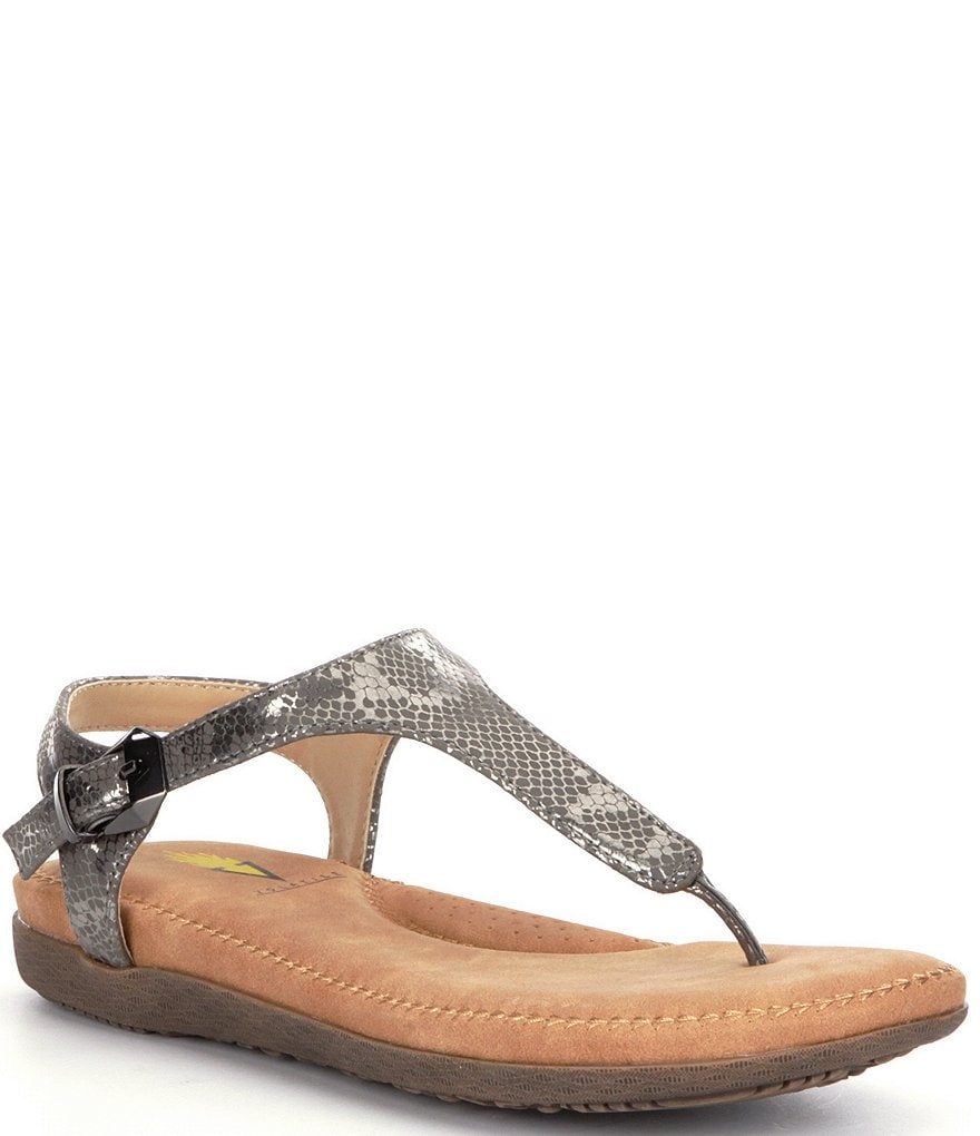 Volatile Reece Metallic Snake Print Thong Sandals