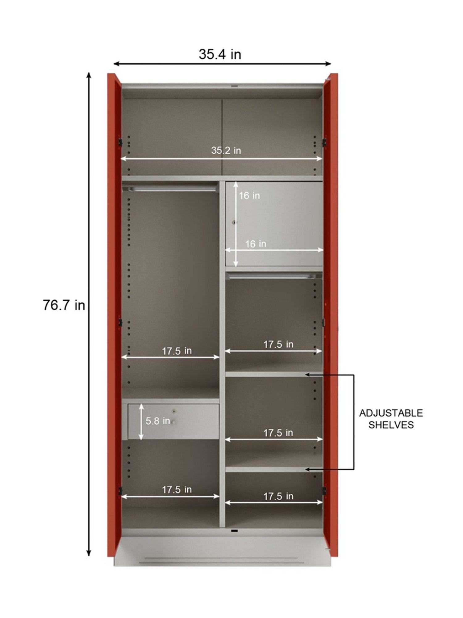 Godrej Interio Slimline 2 Door M2 Steel Almirah, (1 Year Warranty,Locker & Drawer, Tex Terracotta)