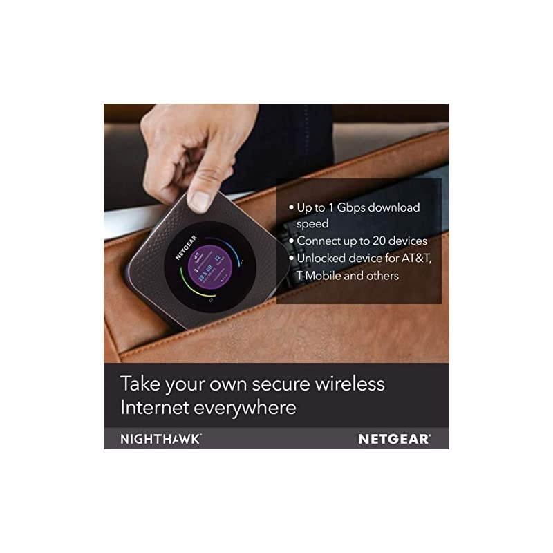 Nighthawk M1 Mobile Hotspot 4G LTE Router MR1100-100NAS - Up to 1Gbps Speed | Connect Up to 20 Devices | Create WLAN Anywhere | Unlocked to Use Any Sim Card-Contact Your Carrier for Data Plan