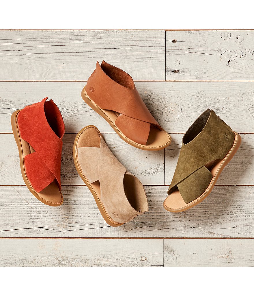 Born Iwa Criss Cross Banded Suede Sandals