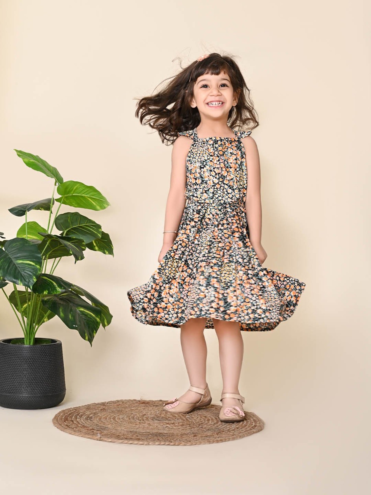 LilPicks Kids Multicolor Floral Print Dress