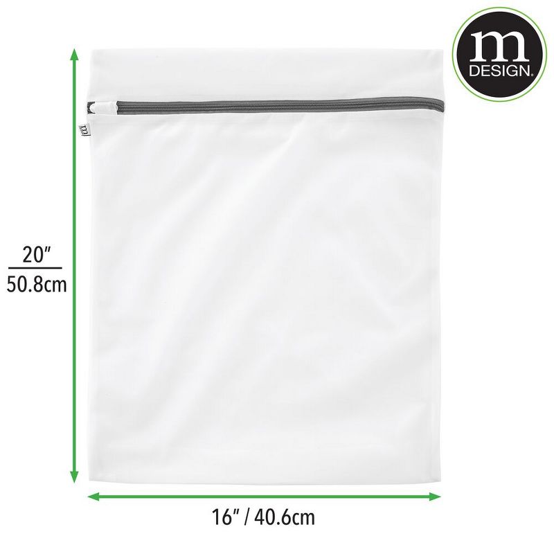 mDesign Laundry Mesh Fabric Wash Bag for Delicates - 16" x 20" - 2 Pack -White
