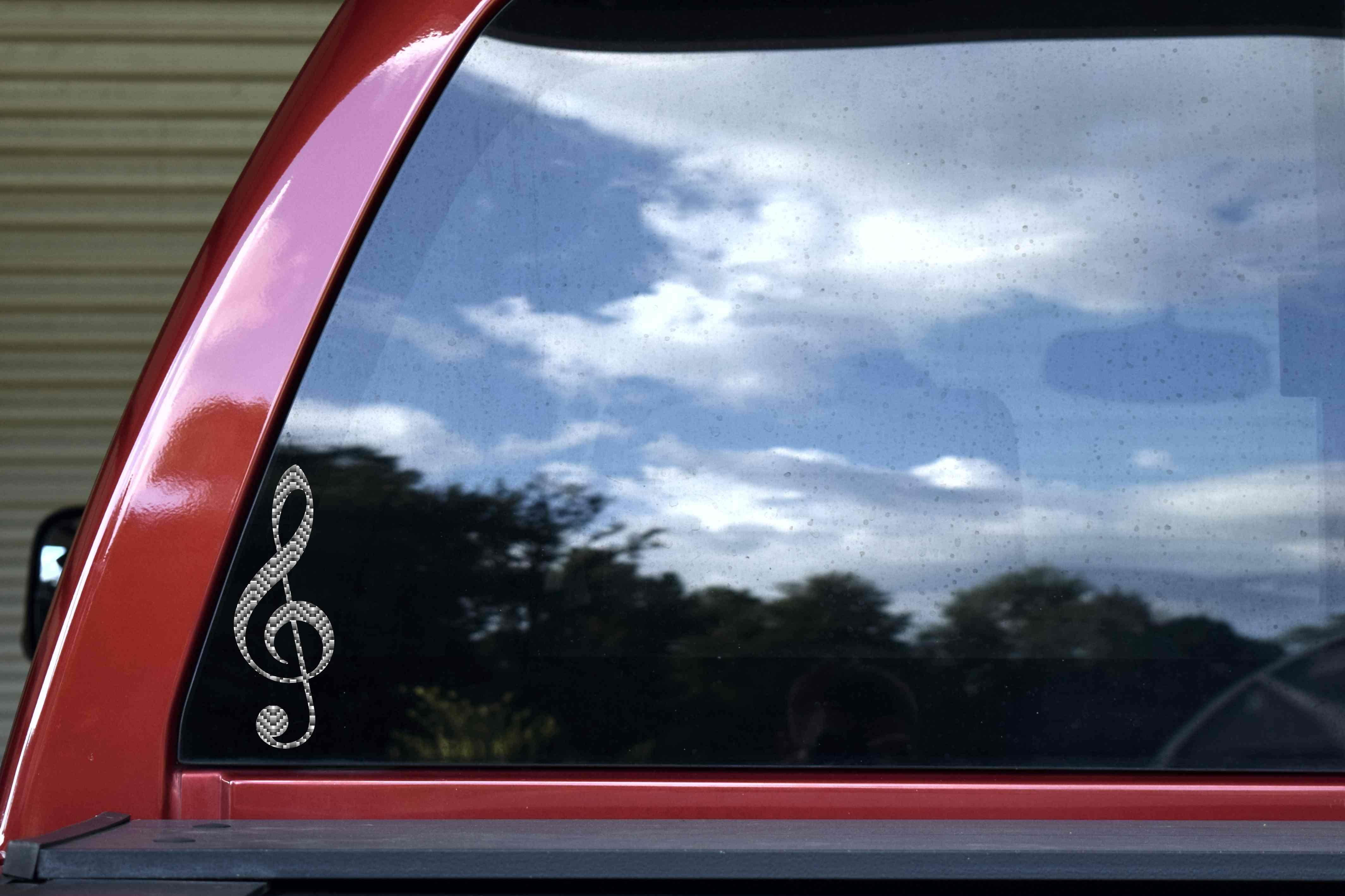 StickerTalk Checkered Treble Clef Vinyl Sticker, 2 inches by 6 inches