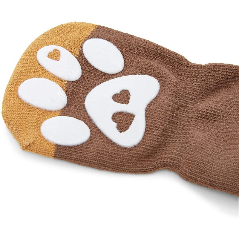 2-Pair Anti-Slip Dog Socks, Paw Protection Ginger Brown (Medium, 8 Pieces)