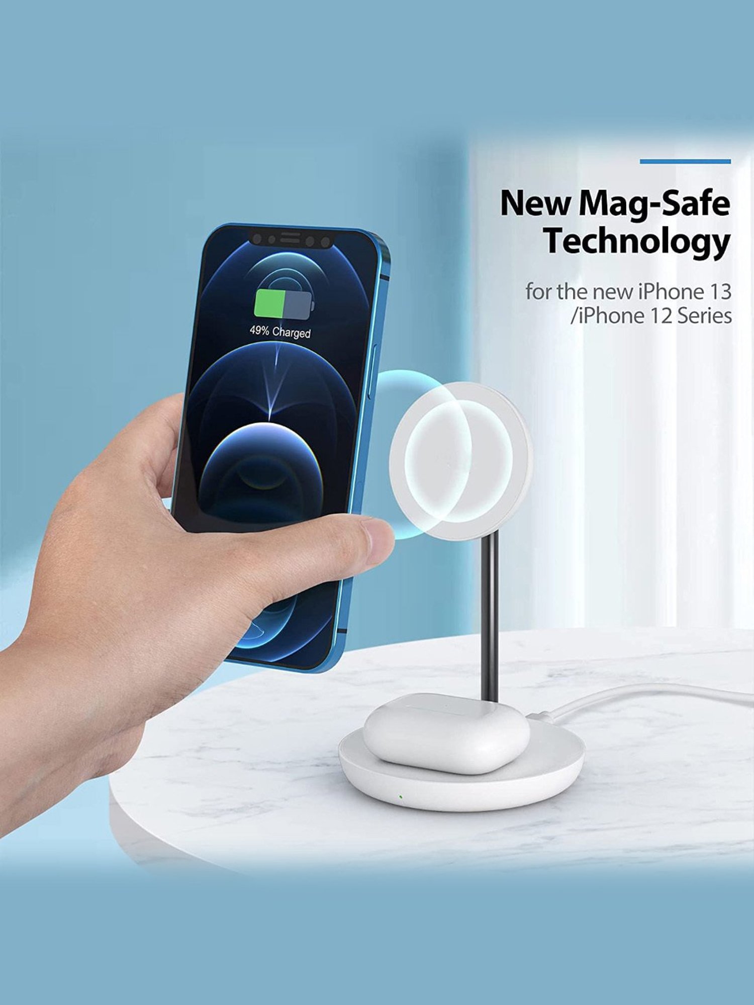 UNIGEN MAGTEC 200 2 in 1 Magnetic Wireless Stand For iPhone 13, 12 Series (White)