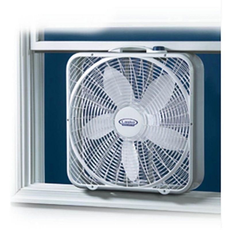 Lasko 3720 20 Inch 3-Speed Quiet Weather-Shield Performance Box Fan with Easy Carry Handle for Doorways, Windows and Home Rooms, White