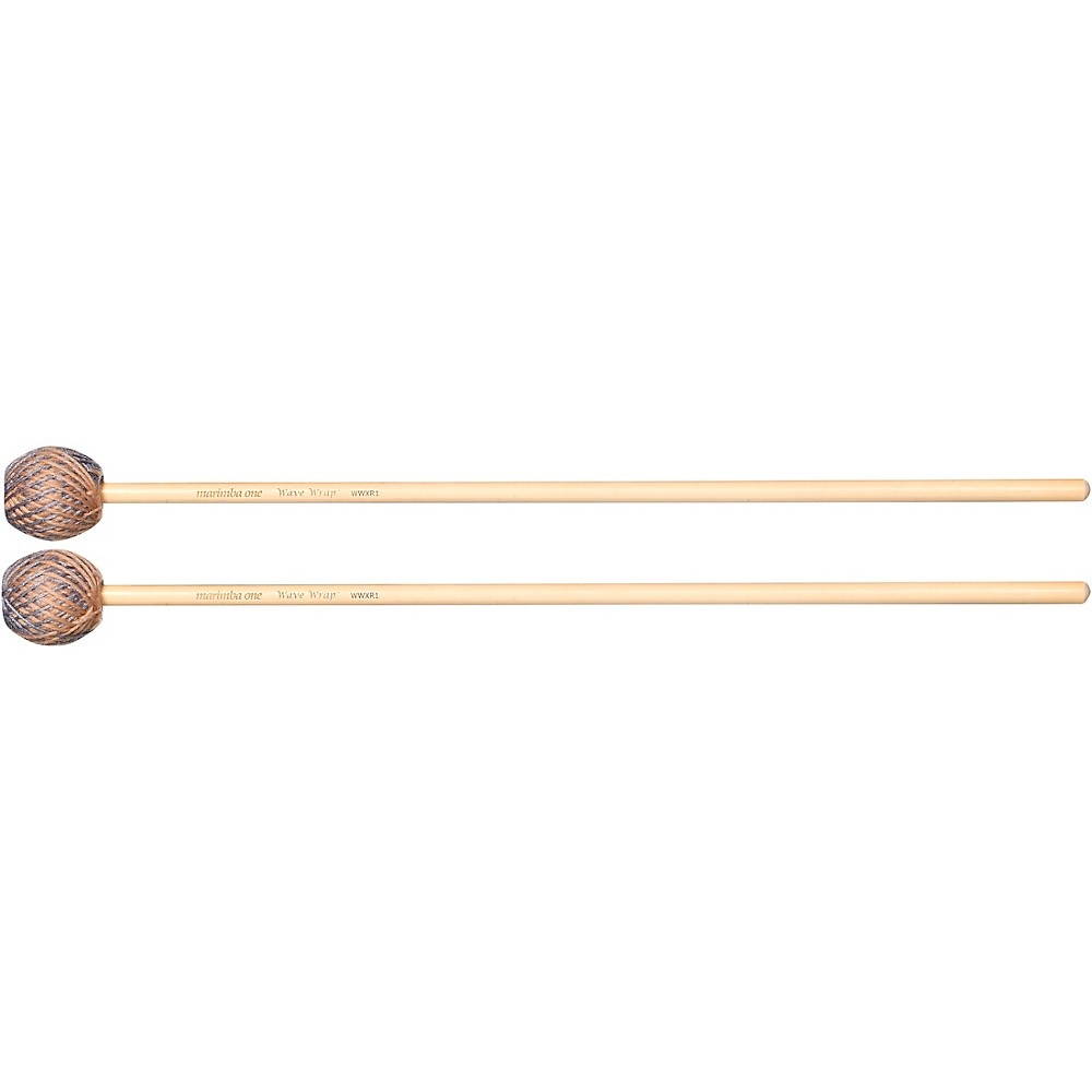 Marimba One Wave Wrap Rattan Handle Mallets Hard Gray/Tan Yarn