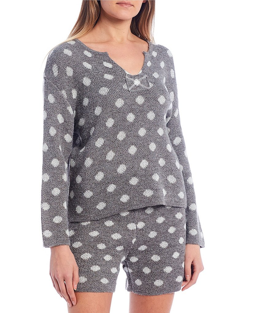 Blu Pepper Polka Dot Long Sleeve Pullover Top