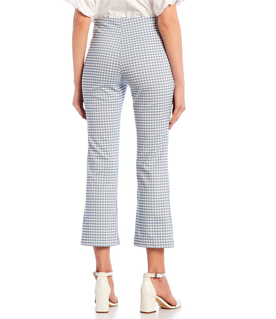 Originality Mid Rise Plaid Kick Flare Cropped Pants
