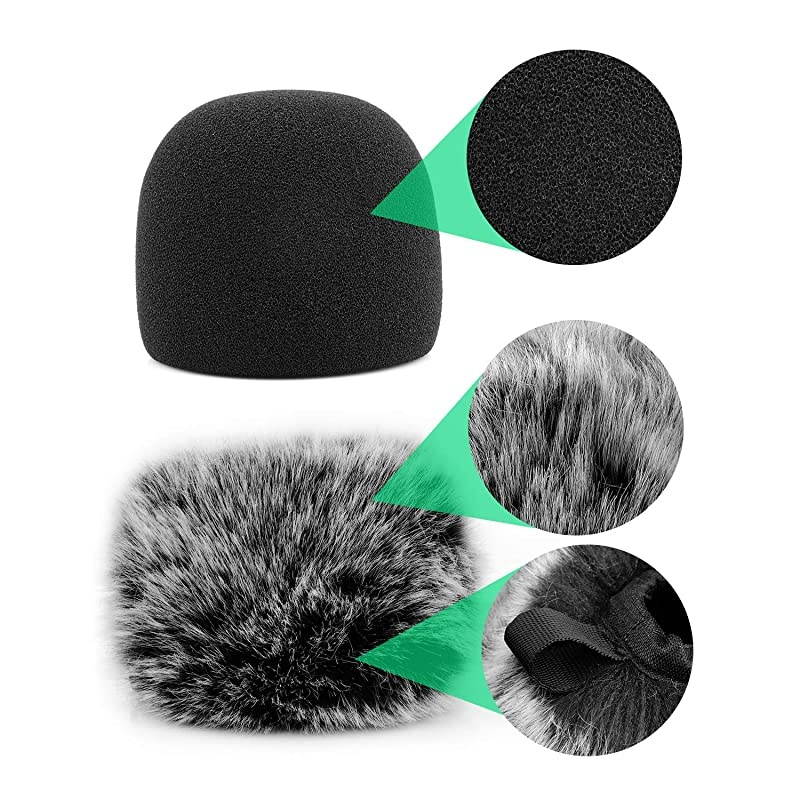 Windscreen for Blue Yeti Nano Foam Cover Furry Windscreen for Yeti Nano  Mic Wind Muff Cover Foam Compatible with Blue Yeti nano Microphone Furry amp Foam Combo 2Pack
