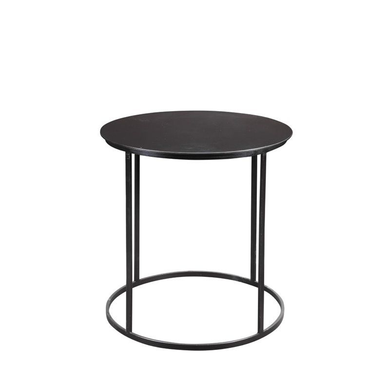 Iron Round Side Table in Dark Brown-Burnham Home Designs