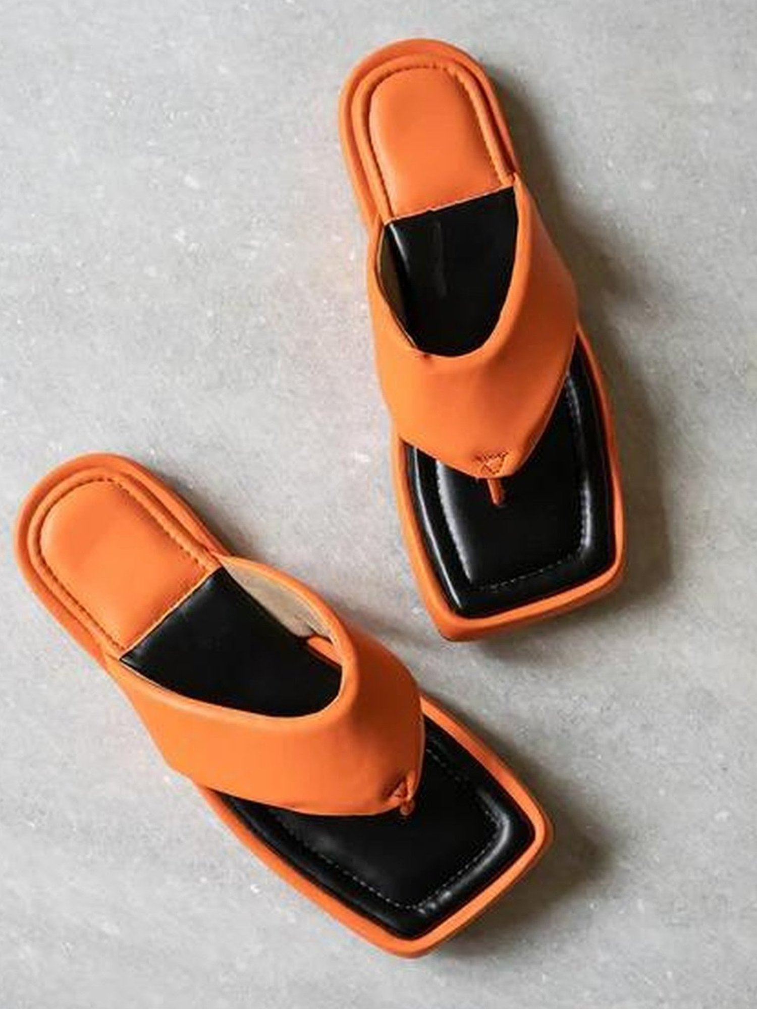 The White Pole Women's Orange Thong Wedges