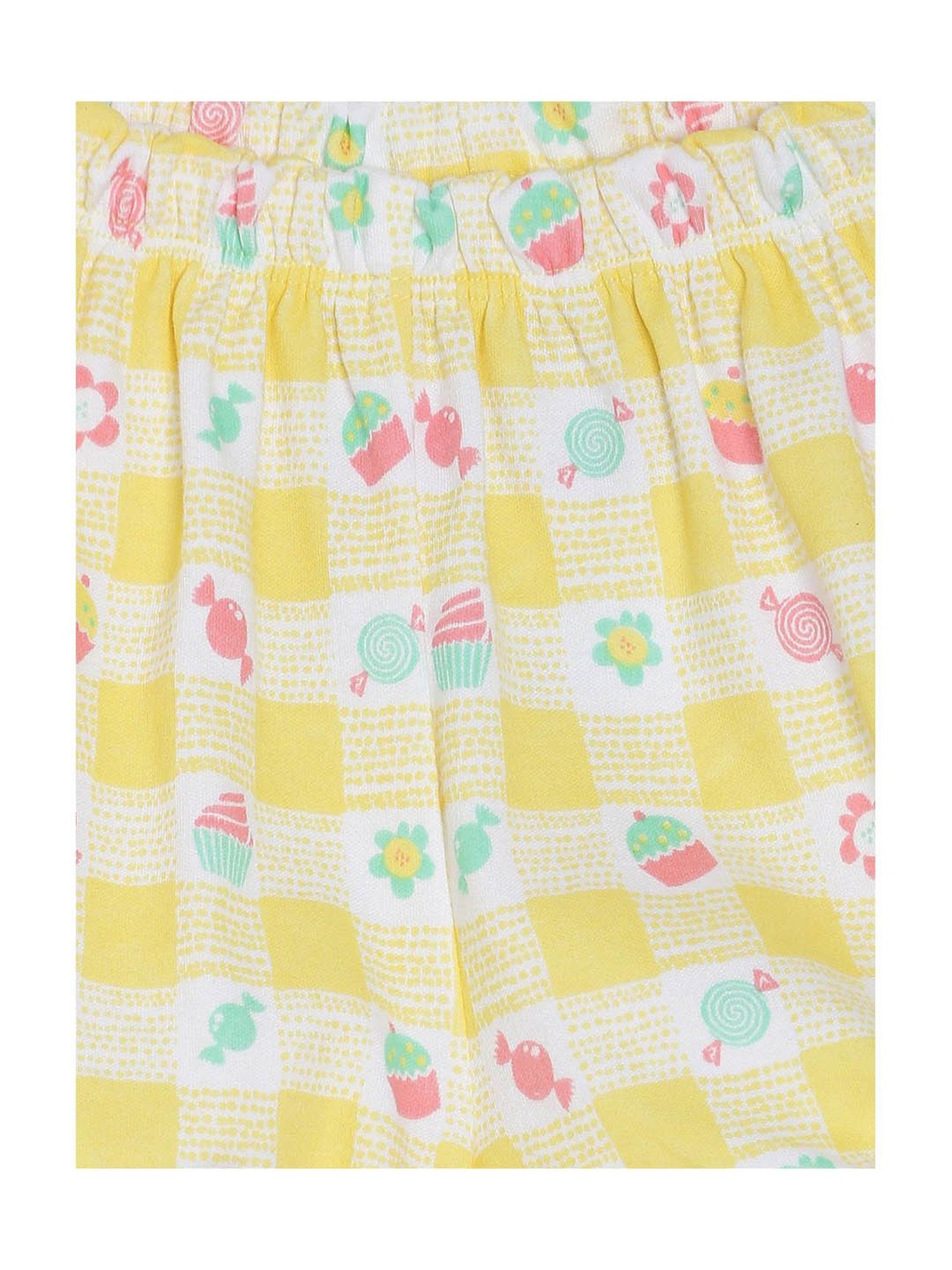 MINIKLUB Kids White & Yellow Printed Top with Shorts