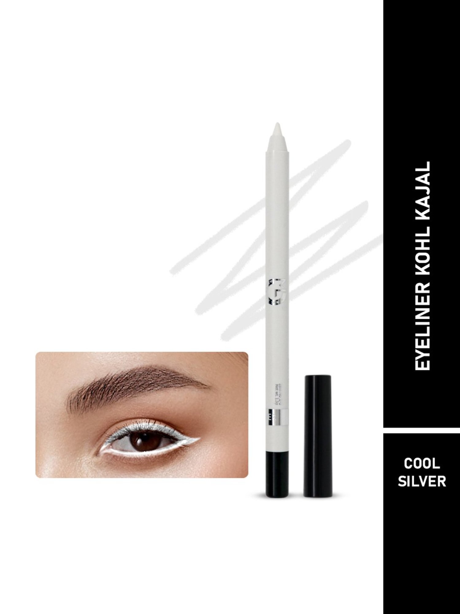 Matt Look Single Stroke Super Glide Eyeliner Kohl Kajal Cool Silver - 1.3 gm