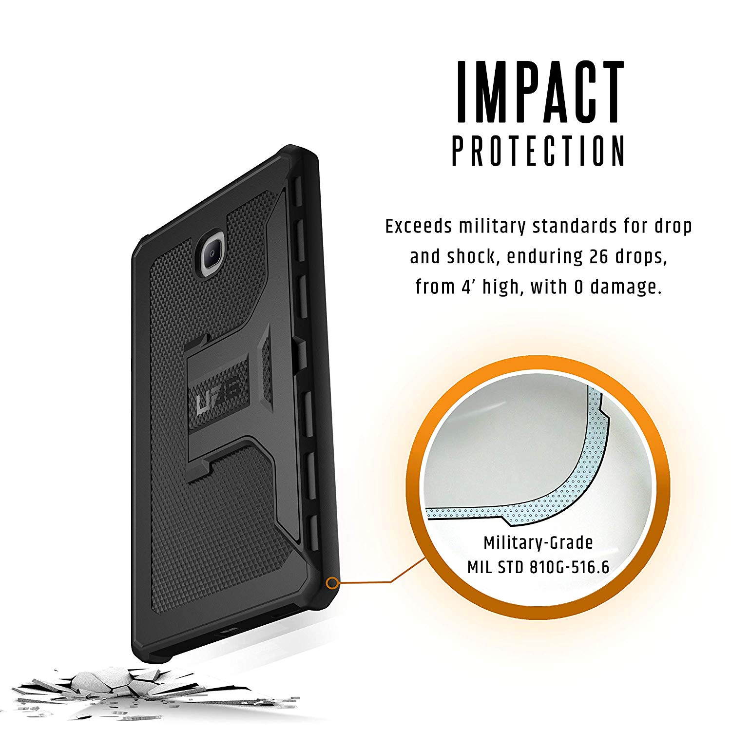 UAG Samsung Galaxy Tab A 8.0 2018 (SM-T387) with Kickstand Outback Feather-Light Rugged [Black] Military Drop Tested Case