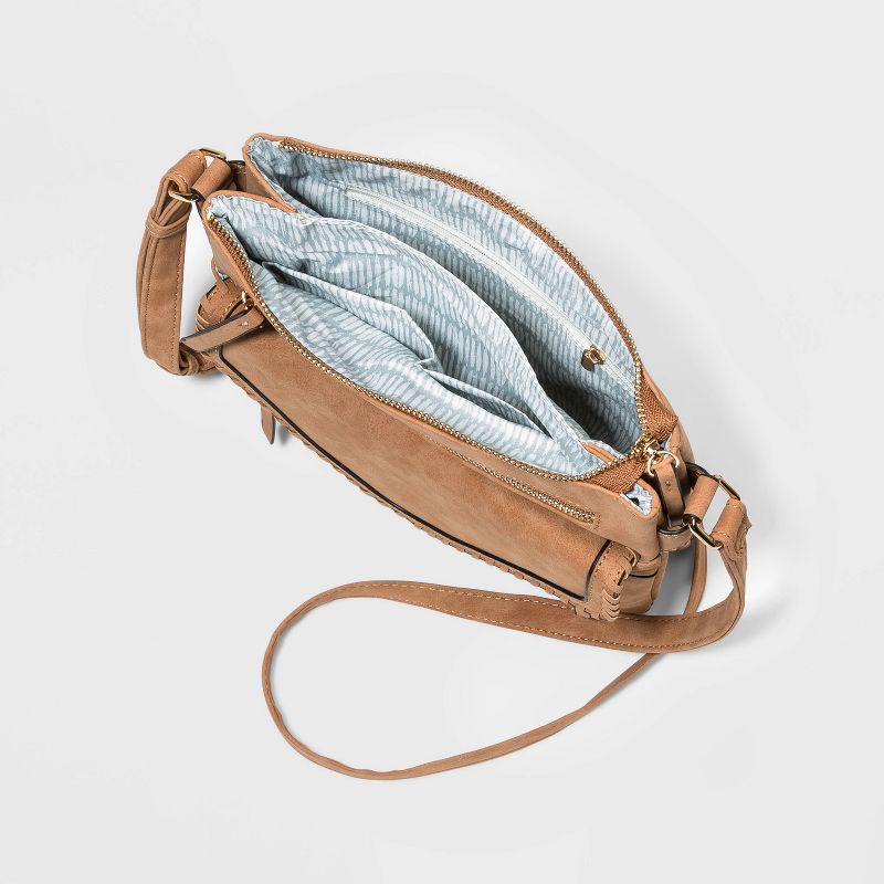 VR NYC Zip Closure Crossbody Bag - Cognac