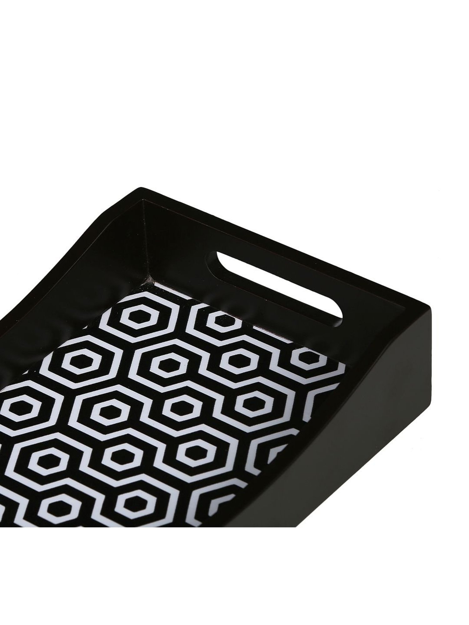 Crayton Black & White MDF Rectangular Serving Tray - Set of 1