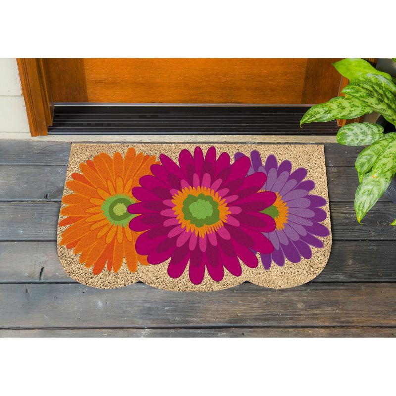Evergreen Flag Gerbera Daisies Shaped Coir Mat 18 x 30 Inch Colorful Stylish and Durable Door and Floor Mat for Patio and Yard
