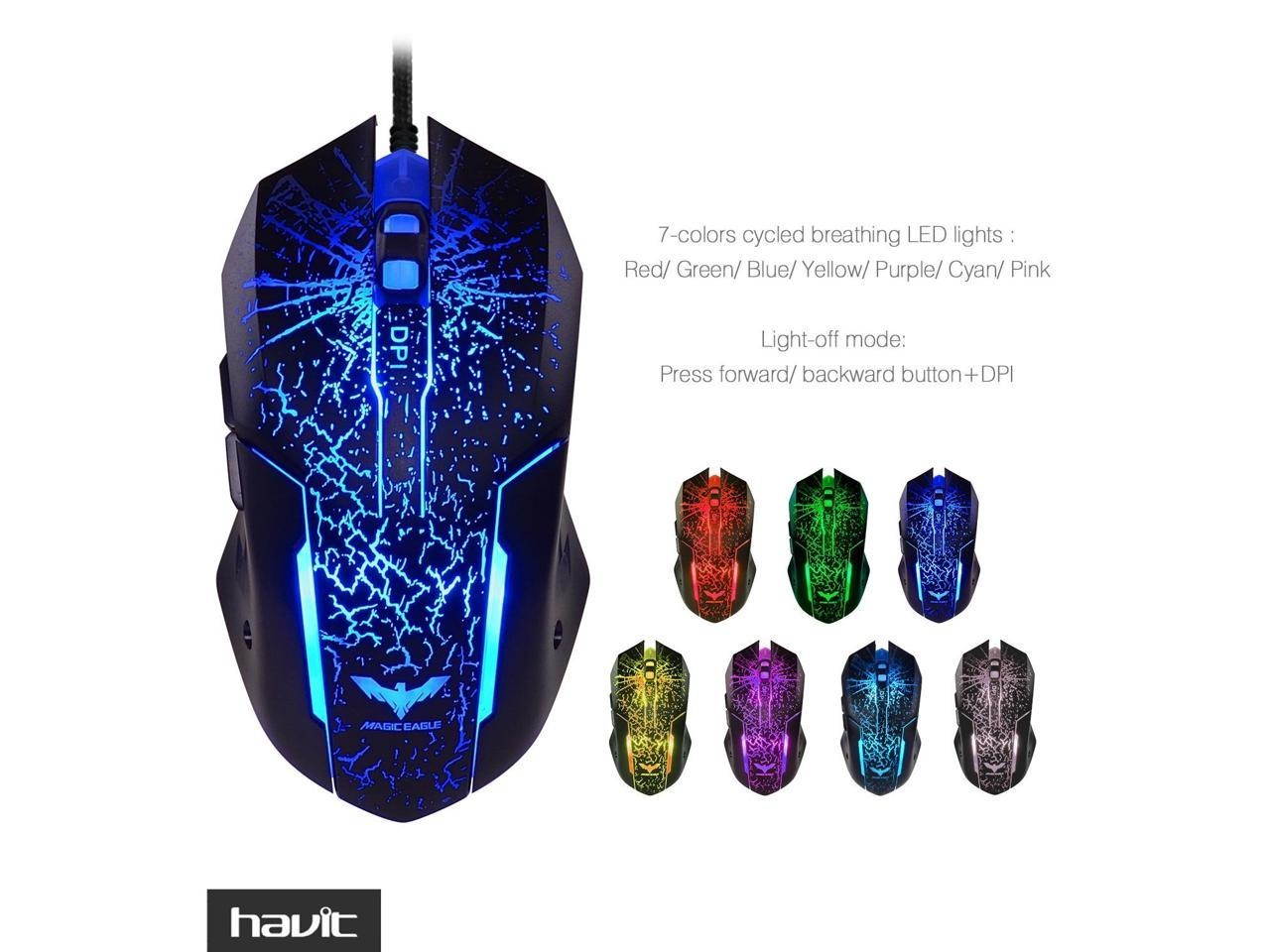 Gaming Keyboard and Mouse Combo, Led Rainbow Backlit Wired Gaming Keyboard and Gaming Mouse,Up to 3200 DPI,19 Anti-ghosting key ,5 multimedia keys - Black