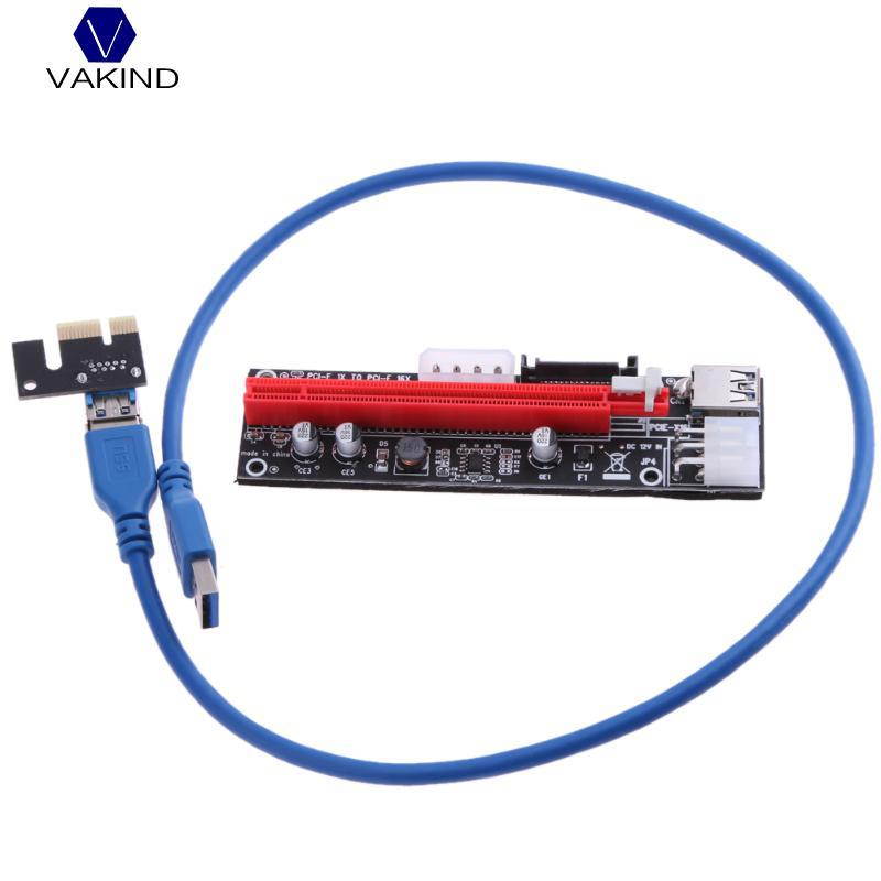 PCI-E PCIE PCI Express 1X To 16X With 4pin 6pin 15pin Extension Riser Card With USB3.0 Adapter Cable 60cm For GPU Miner Riser