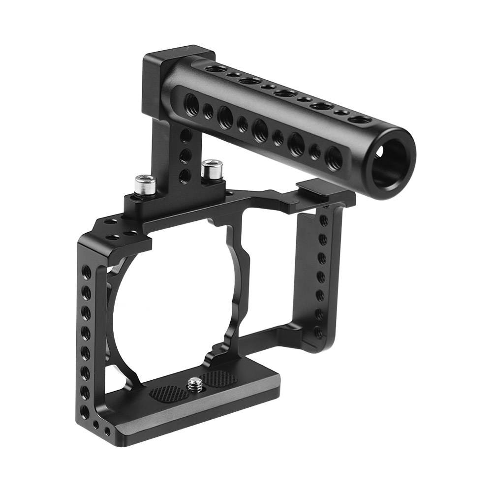 Andoer Camera Cage + Top Handle Kit Video Film Movie Making Stabilizer Aluminum Alloy 1/4 Inch Screw with Cold Shoe Mount for Sony A6500/A6400/A6300/A6000 Camera