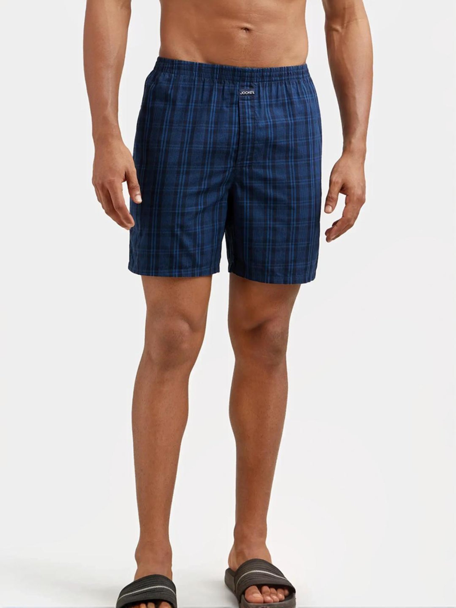 Jockey Black & Navy Regular Fit Check Boxer Shorts - Pack of 2