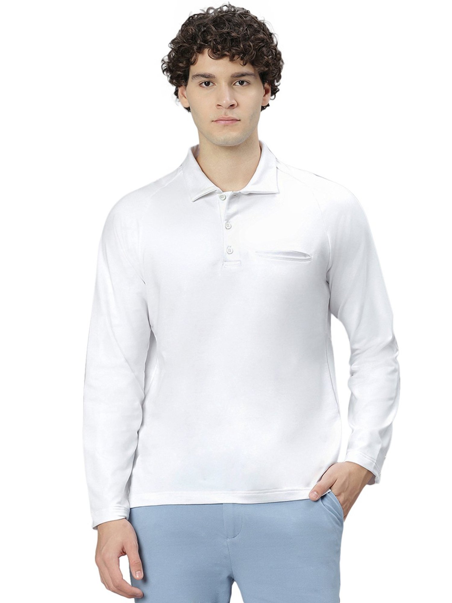 Slowave White Regular Fit Polo T-Shirt