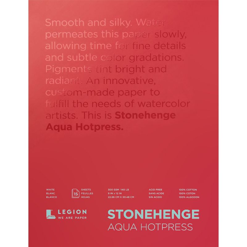 Stonehenge Aqua Block Hotpress Pad 9"X12" 15 Sheets/Pkg-White 140lb