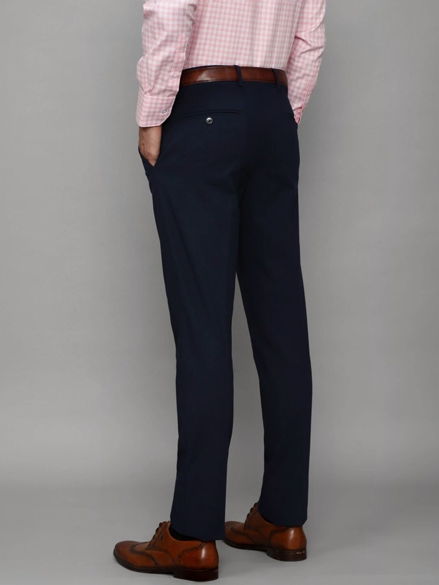 Louis Philippe Navy Slim Fit Trousers