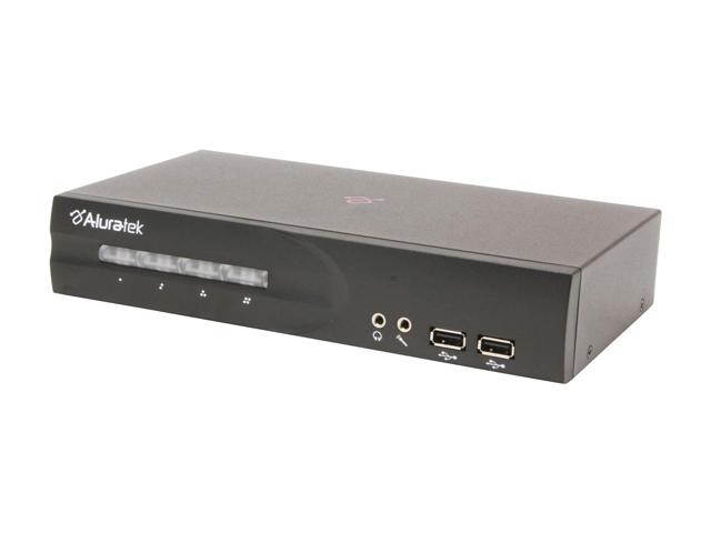 Aluratek AKSUP04D 4-Port USB DVI KVM Switch w/USB device sharing w/4 cables
