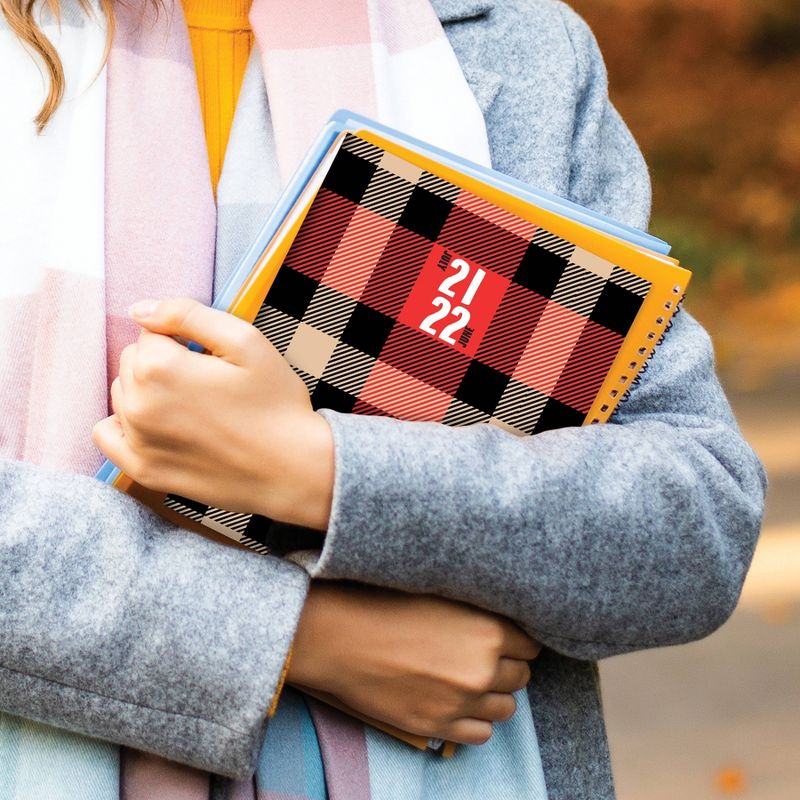 2021-22 Academic Planner 6.5" x 8" Red Plaid Monthly - The Time Factory