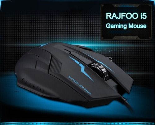 RAJFOO i5 1600DPI 6D Optical Wired USB Gaming Mouse for Gamer PC Laptop Home Office User - Ergonomic Design, Comfortable Matte Finish