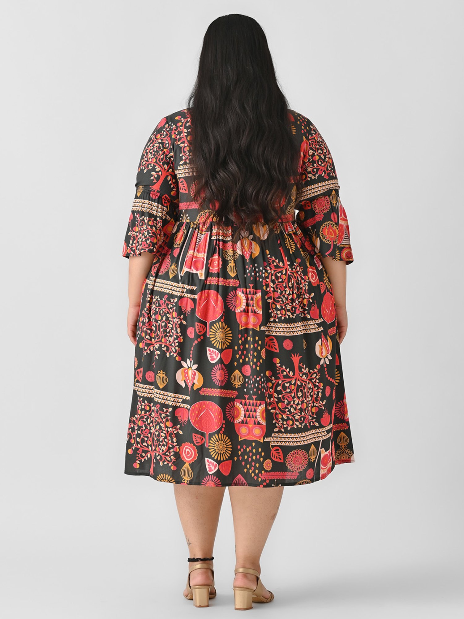 Rustorange Multicolor Printed Ethnic Dress