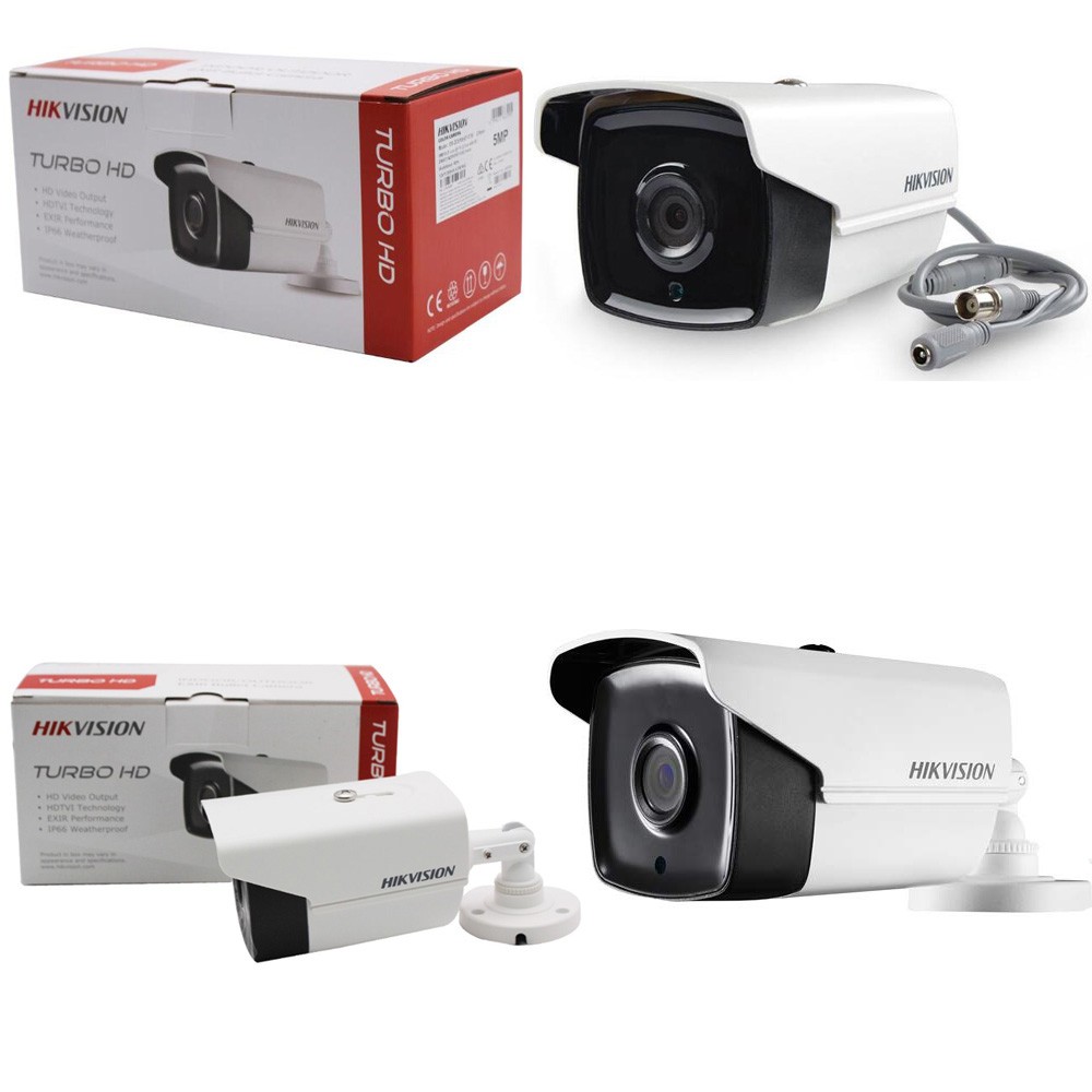 Hikvision DS-2CE16H0T-IT3F 5MP 2.8mm Fixed Lens Bullet Camera Analog 4 IN 1 Switchable TVI AHD CVI CVBS Video Output Analog CCTV Camera, 2 Camera Kit