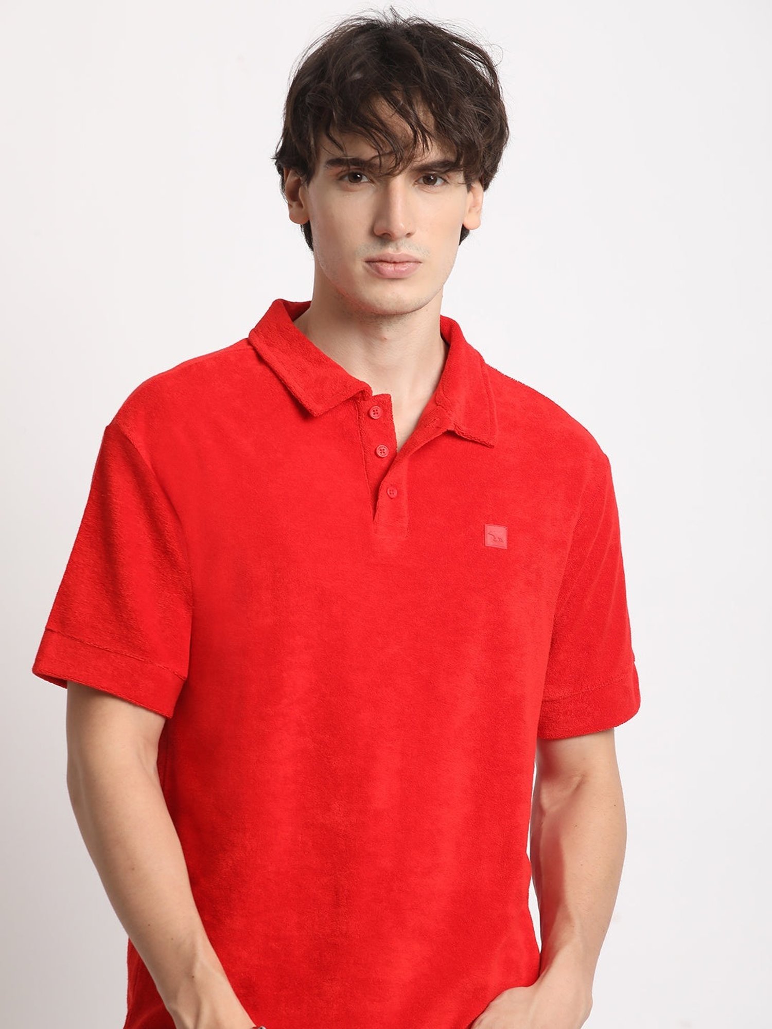 The Bear House Red Relaxed Fit Polo T-Shirt