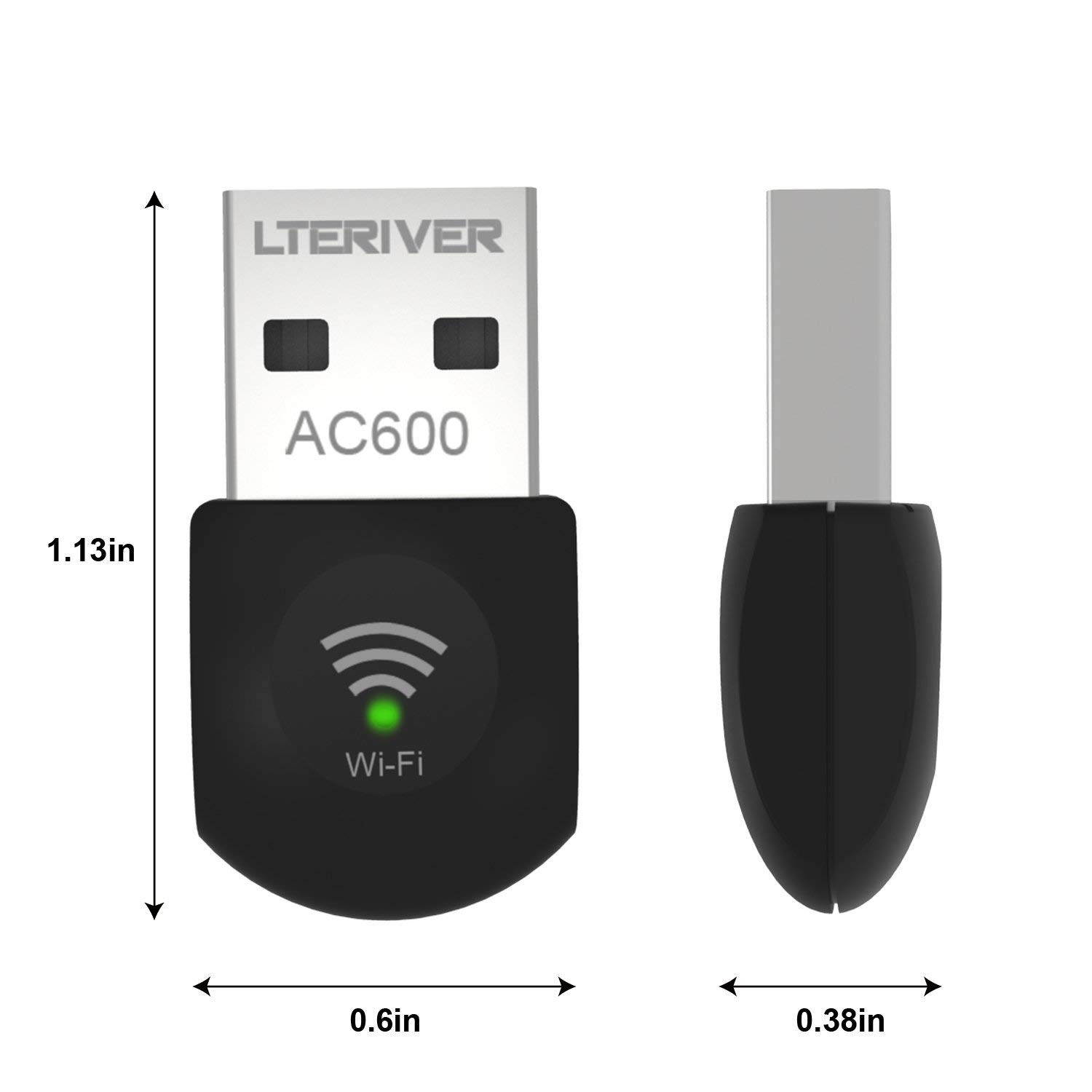 AC600 WiFi Dongle WiFi adapter , 802.11AC 600Mbps Dual Band(2.4G & 5G) Wi-Fi Adapter Supports Windows XP/Vista/7/8/8.1/10/10.1 and Mac OS 10.6~10.11.1/10.11.2(Nano Version)
