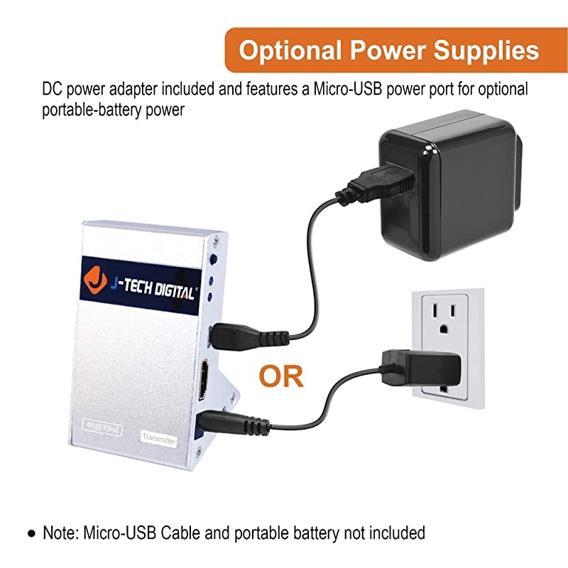 Wireless HDMI 4K Extender Zero Latency 30M (100ft) 4K@30Hz HDCP 1.4 with CEC Function for Gaming, Live TV and Desktop Computer [JTECH-WEX-60GA]