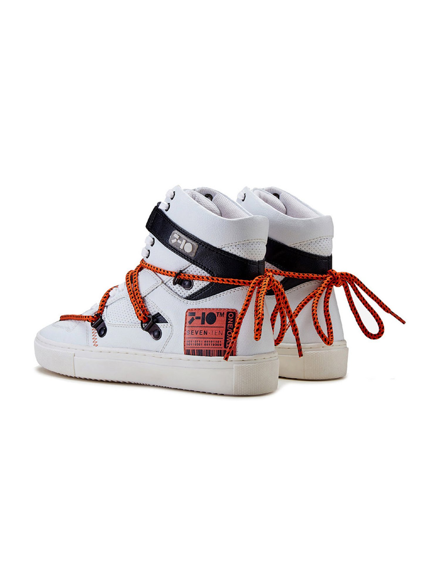 7-10 Women's 209 Elevate Street White & Orange High-Top Sneakers