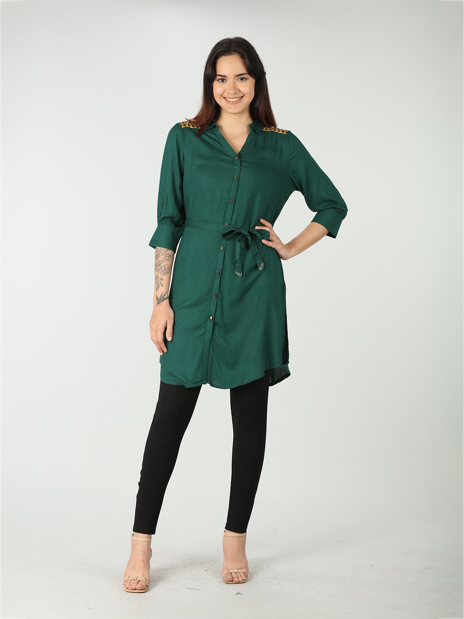 Mustard Green Rayon Shirt