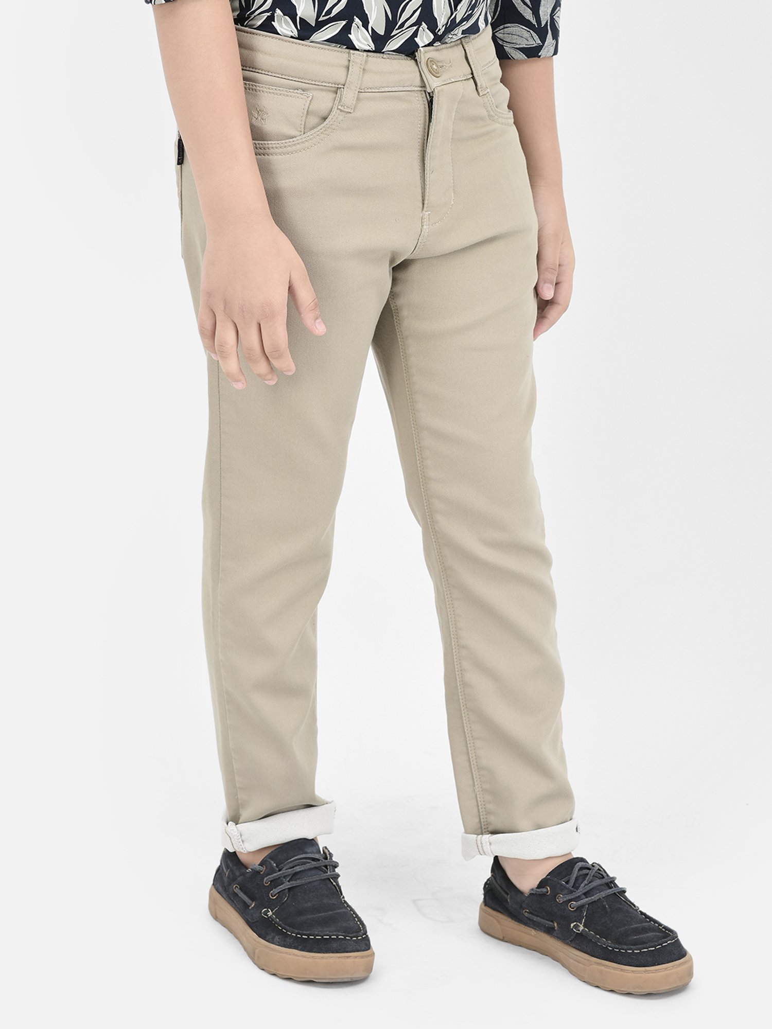 Crimsoune Club Boys Khaki Solid Trousers