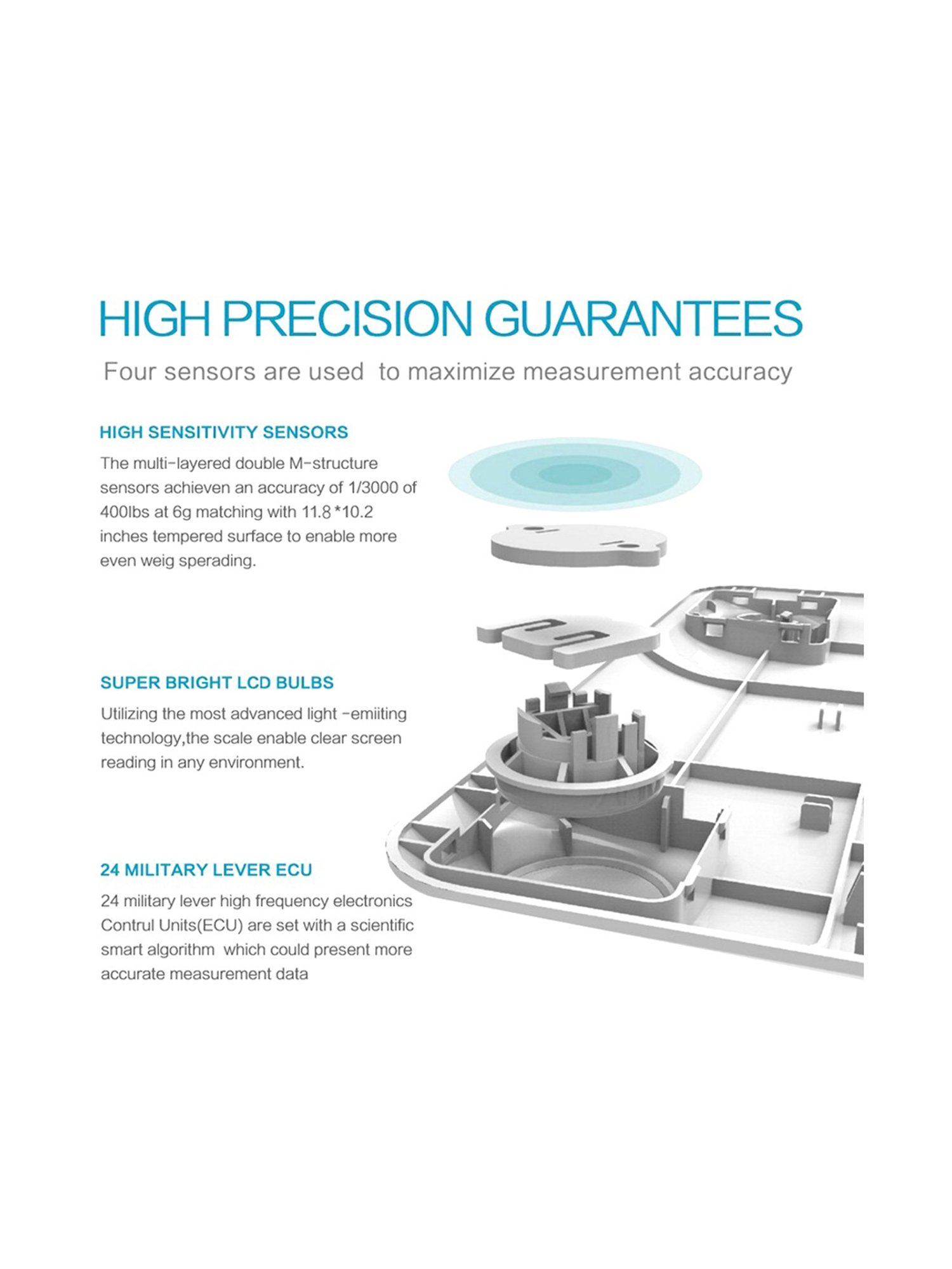 MCP Personal Digital Weighing Scale with Step On Technology (Black)