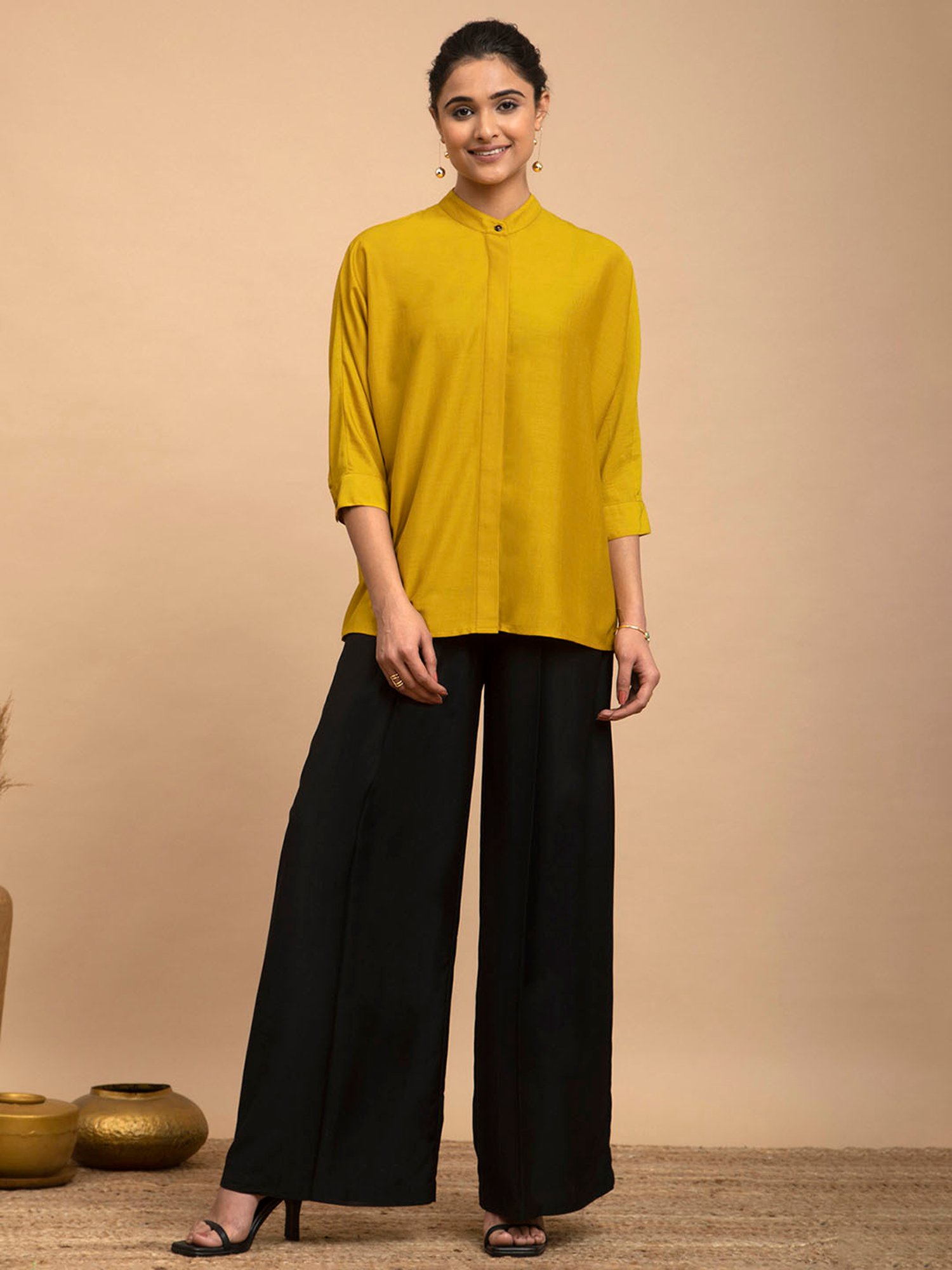 Pink Fort Black Relaxed Fit Trousers